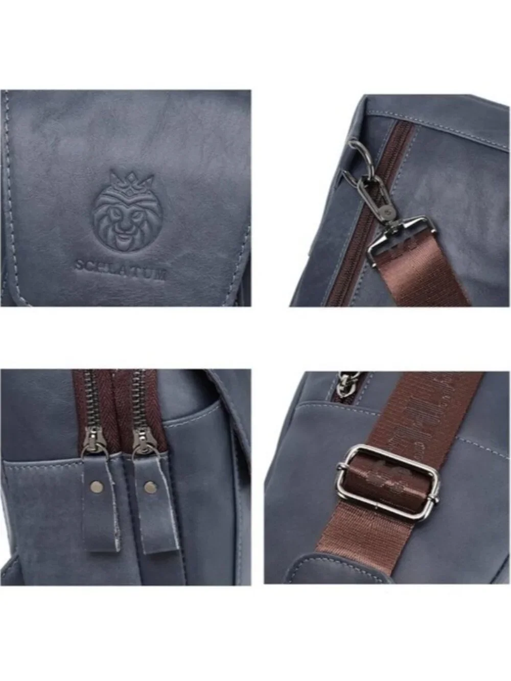 Men's Genuine Leather Sling Bag Crossbody Chest Pack Earphone Port Fits iPad